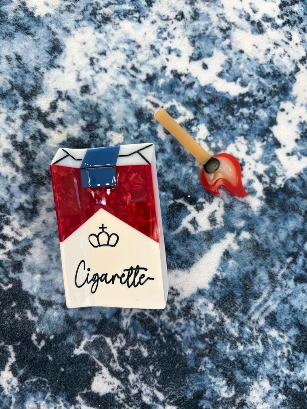 Novelty Ciggy Hair Claw Clip & Flame Bobby Pin Acetate